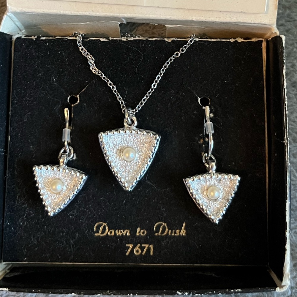 Vintage Silver and Pearl Sarah Coventry Necklace and Earrings